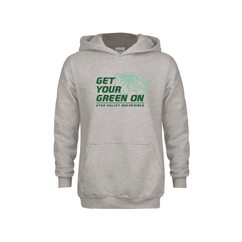  Youth Grey Fleece Hood - Get Your Green On