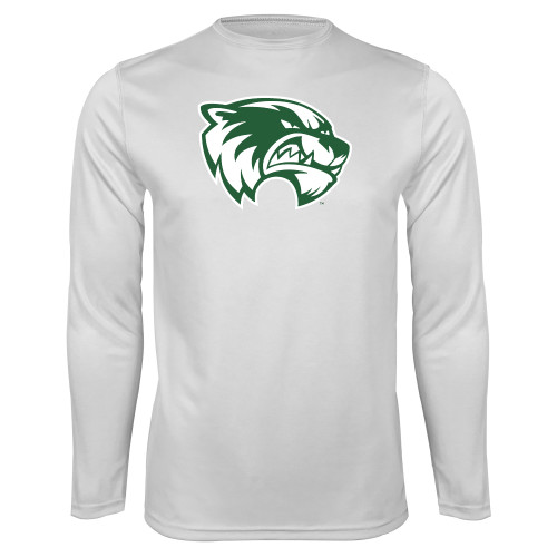  White Performance Long Sleeve Shirt - Primary Logo