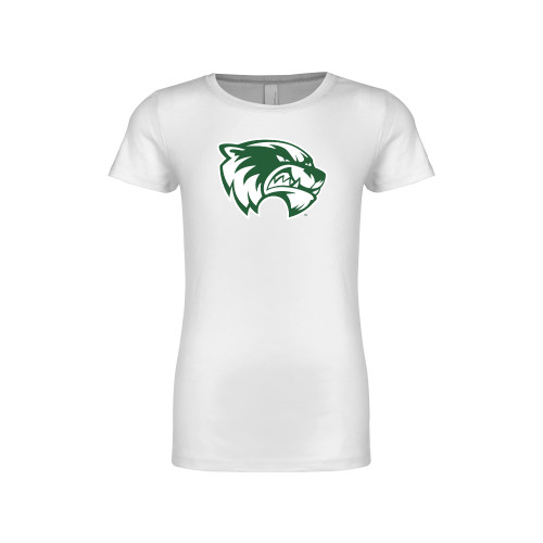  Next Level Girls White Fashion Fit T Shirt - Primary Logo