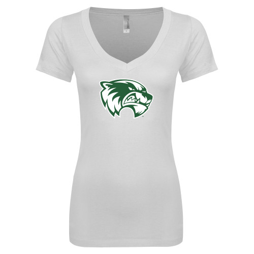  Next Level Womens White Ideal V Tee - Primary Logo