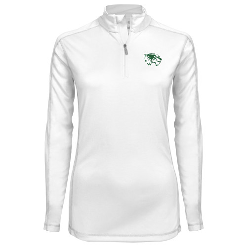  Syntrel Womens White Interlock 1/4 Zip - Primary Logo