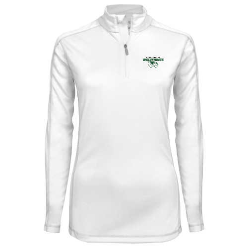  Syntrel Womens White Interlock 1/4 Zip - Secondary Logo