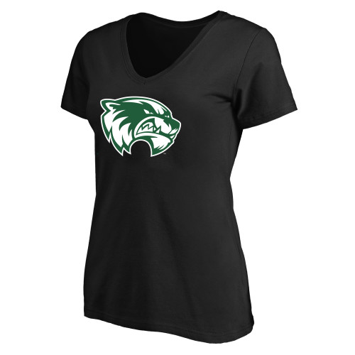  Womens Plus Black V Neck T Shirt - Primary Logo