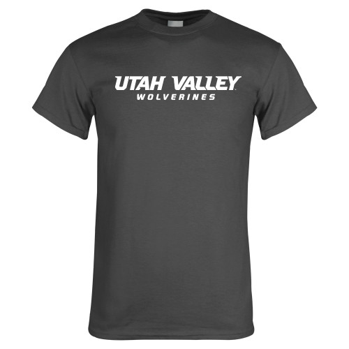  Charcoal T Shirt - Utah Valley Word Mark
