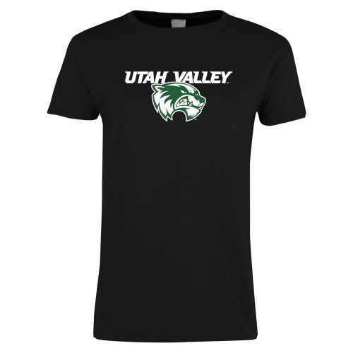  Womens Black Short Sleeve Tee - Utah Valley Logo