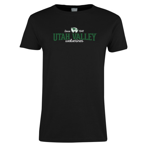  Womens Black Short Sleeve Tee - Utah Valley Since 1941