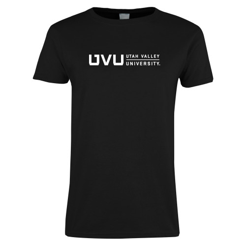  Womens Black Short Sleeve Tee - UVU Utah Valley University Horizontal