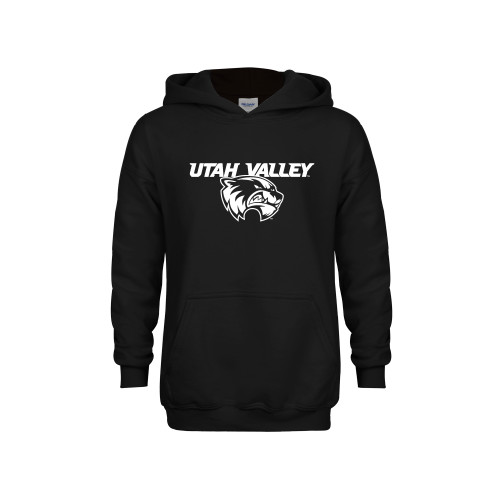  Youth Black Fleece Hoodie - Utah Valley Logo