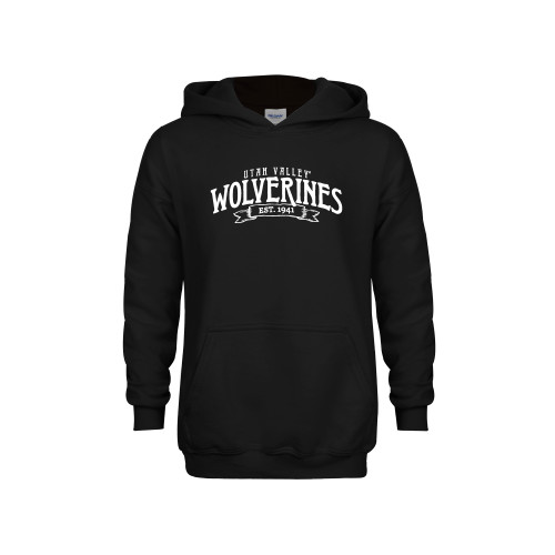  Youth Black Fleece Hoodie - Utah Valley Wolverines Est 1941