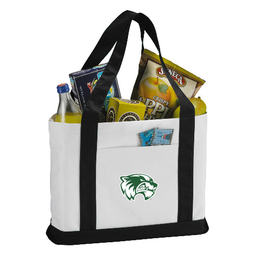  Contender White/Black Canvas Tote - Primary Logo