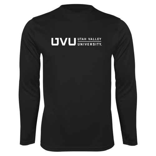  Black Performance Long Sleeve Shirt - UVU Utah Valley University Horizontal