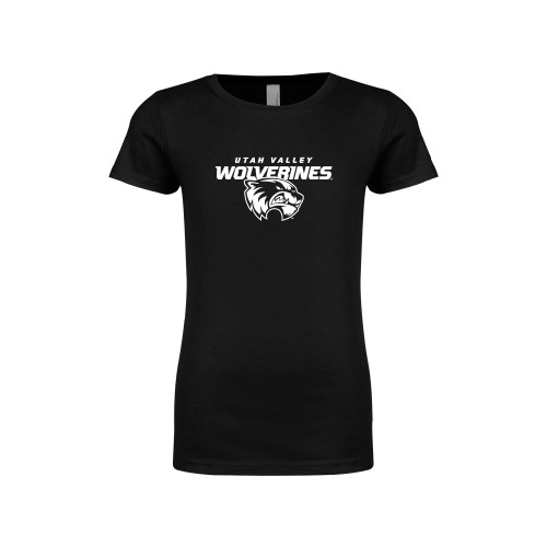  Next Level Girls Black Fashion Fit T Shirt - Secondary Logo