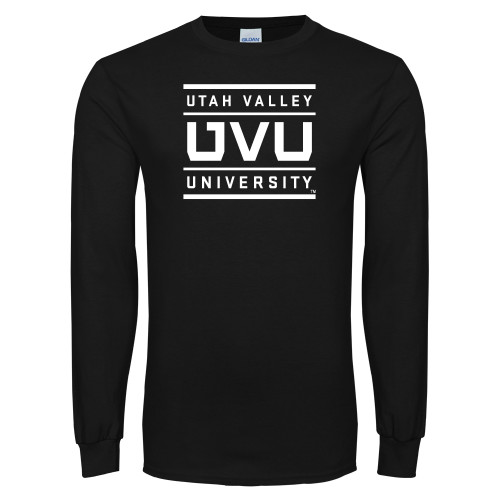  Black Long Sleeve T Shirt - Utah Valley University Stacked