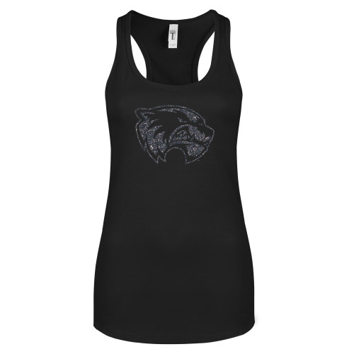 Next Level Womens Black Racerback Tank  - Wolverine Glitter Graphite Soft