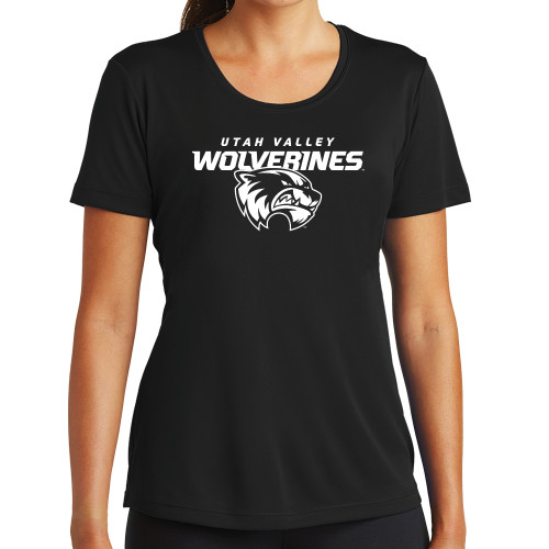  Womens Black Performance Tee - Secondary Logo