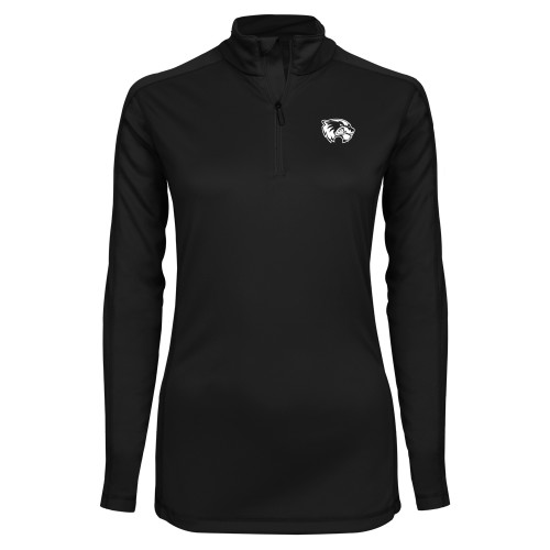  Syntrel Womens Black Interlock 1/4 Zip - Primary Logo