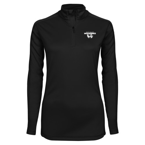  Syntrel Womens Black Interlock 1/4 Zip - Secondary Logo