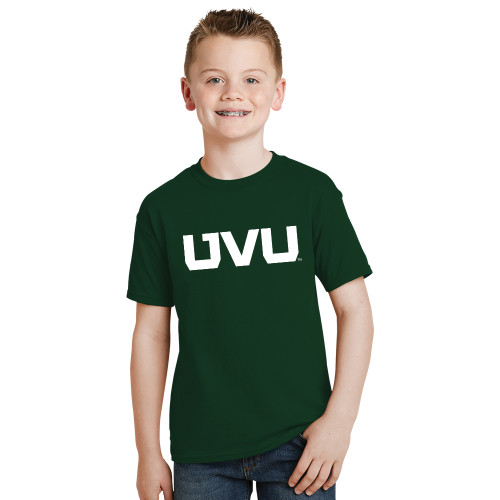  Youth Dark Green T-Shirt - UVU Block Letters