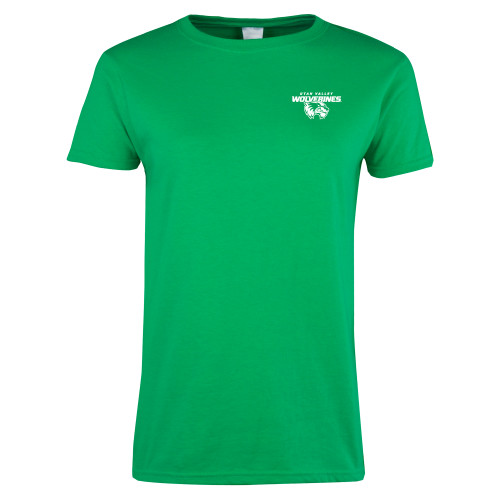  Womens Kelly Green Short Sleeve Tee - Secondary Logo