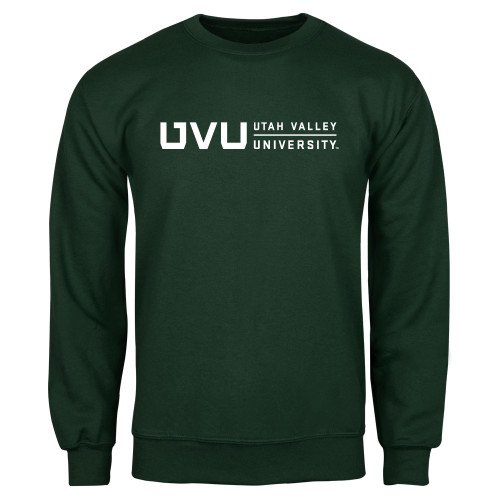  Dark Green Fleece Crew - UVU Utah Valley University Horizontal