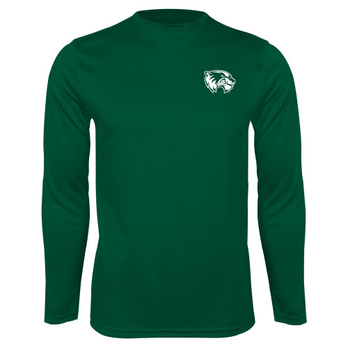  Dark Green Performance Long Sleeve Shirt - Primary Logo