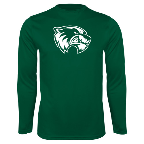  Dark Green Performance Long Sleeve Shirt - Primary Logo