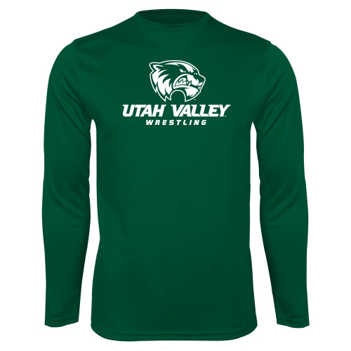  Dark Green Performance Long Sleeve Shirt - Wrestling