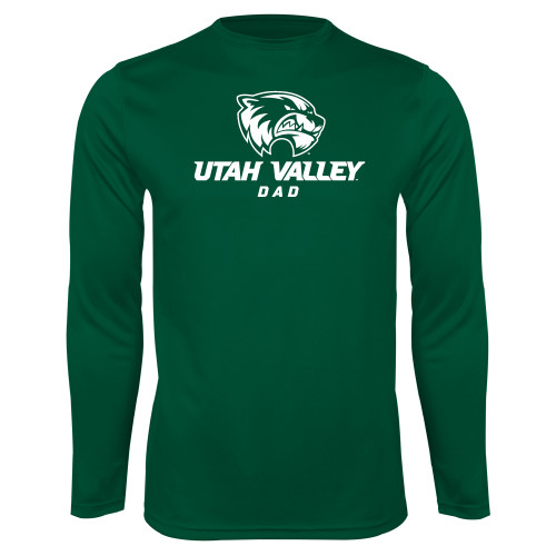  Dark Green Performance Long Sleeve Shirt - Dad