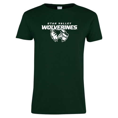  Womens Dark Green Short Sleeve Tee - Secondary Logo