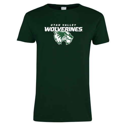  Womens Dark Green Short Sleeve Tee - Secondary Logo