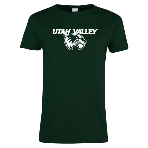  Womens Dark Green Short Sleeve Tee - Utah Valley Logo