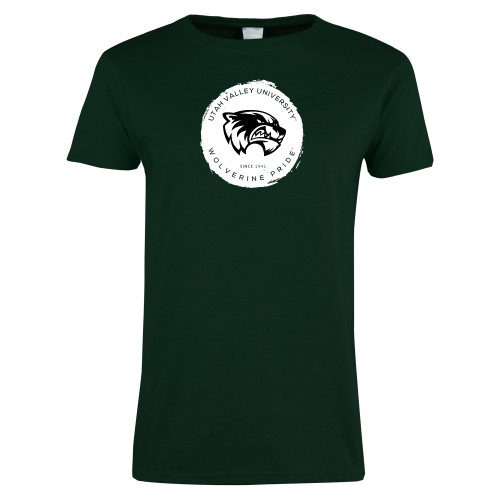  Womens Dark Green Short Sleeve Tee - Wolverine Pride