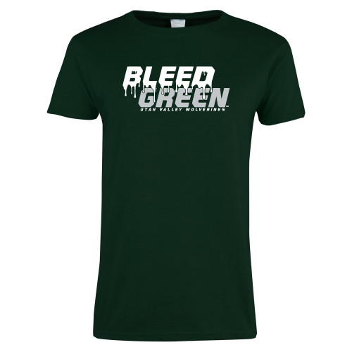  Womens Dark Green Short Sleeve Tee - Bleed Green