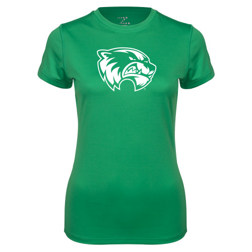  Womens Kelly Green Performance Short Sleeve Tee - Primary Logo