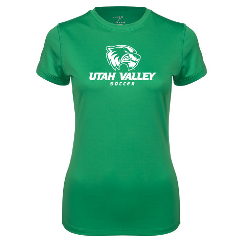  Womens Kelly Green Performance Short Sleeve Tee - Soccer