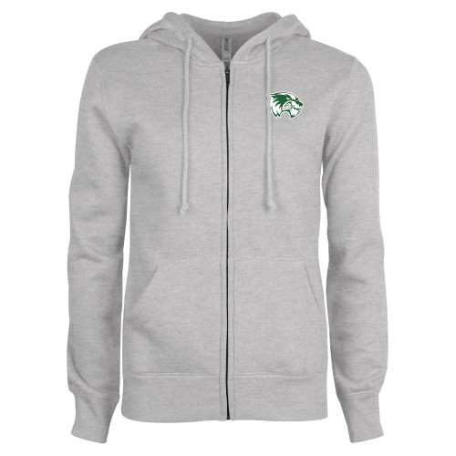 ENZA Womens Grey Fleece Full Zip Hoodie - Primary Logo