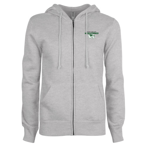  ENZA Womens Grey Fleece Full Zip Hoodie - Secondary Logo