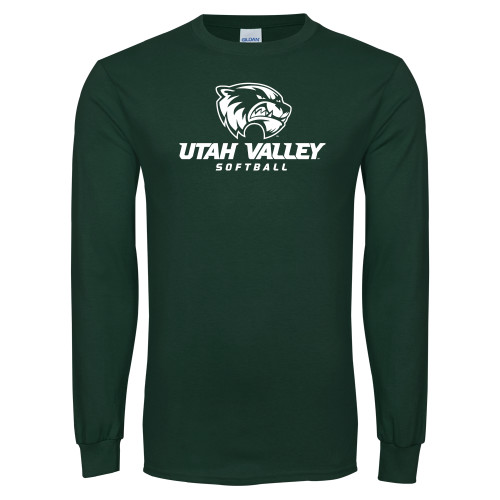 Dark Green Long Sleeve T Shirt - Softball