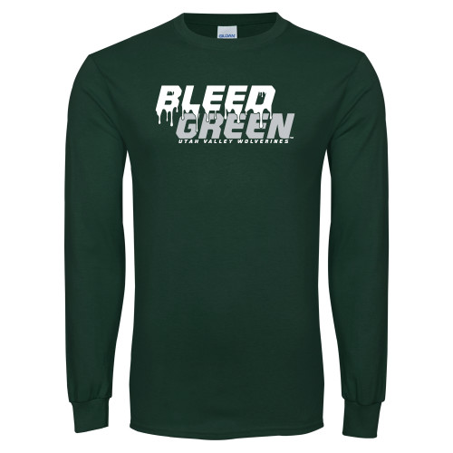  Dark Green Long Sleeve T Shirt - Bleed Green