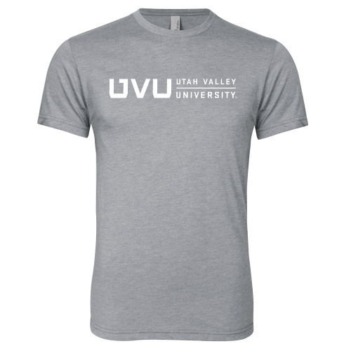  Next Level Heather Grey Triblend Tee - UVU Utah Valley University Horizontal