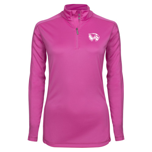  Syntrel Womens Raspberry Interlock 1/4 Zip - Primary Logo