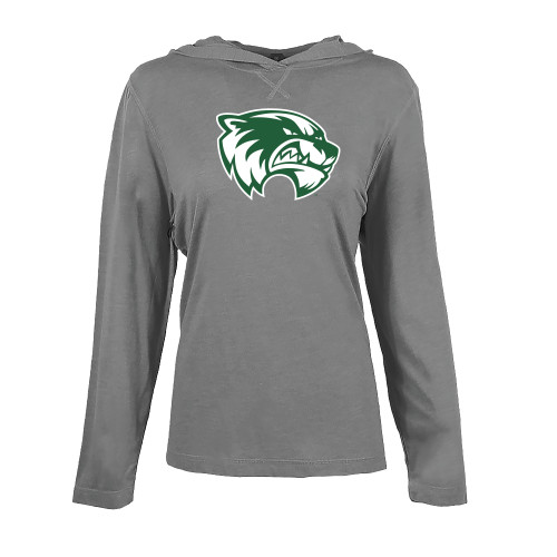  Womens Grey Heather Long Sleeve Hooded Tee - Primary Logo