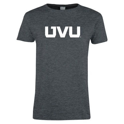  Womens Dark Heather Short Sleeve Tee - UVU Block Letters