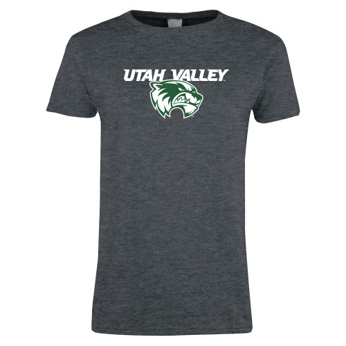  Womens Dark Heather Short Sleeve Tee - Utah Valley Logo