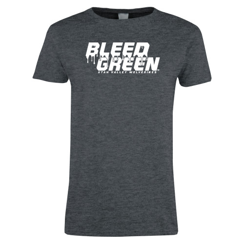  Womens Dark Heather Short Sleeve Tee - Bleed Green