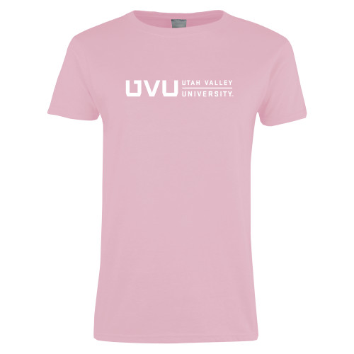  Womens Pink Short Sleeve Tee - UVU Utah Valley University Horizontal
