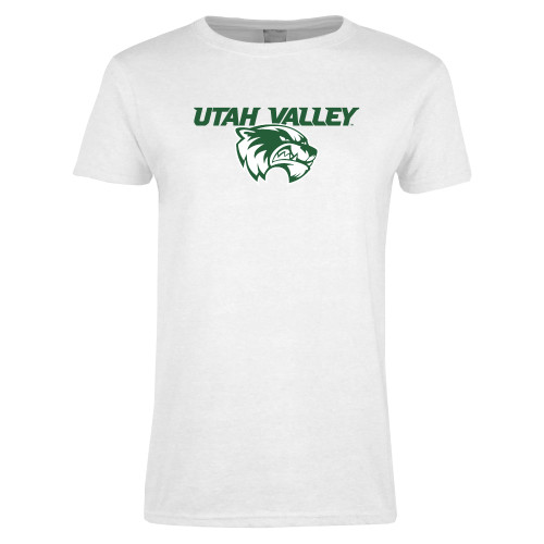  Womens White Short Sleeve Tee - Utah Valley Logo