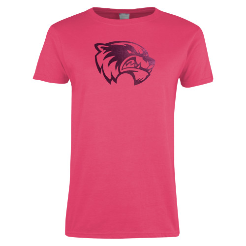  Womens Hot Pink Short Sleeve Tee - Primary Logo Foil