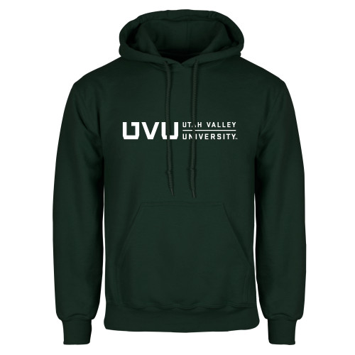  Dark Green Fleece Hood - UVU Utah Valley University Horizontal