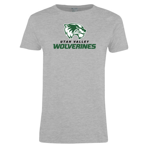  Womens Grey Short Sleeve Tee - Utah Valley Wolverines Logo